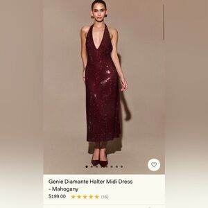 Meshki Genie Red Diamante Halter Dress